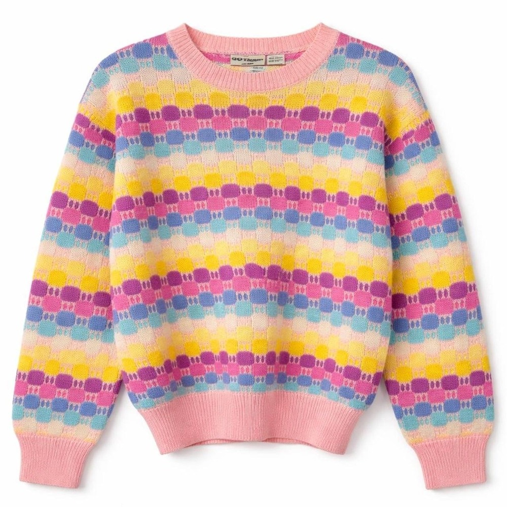 Soft Pastel Vtg 80s sweater retro striped spring cottagecore grannycore  kidcore